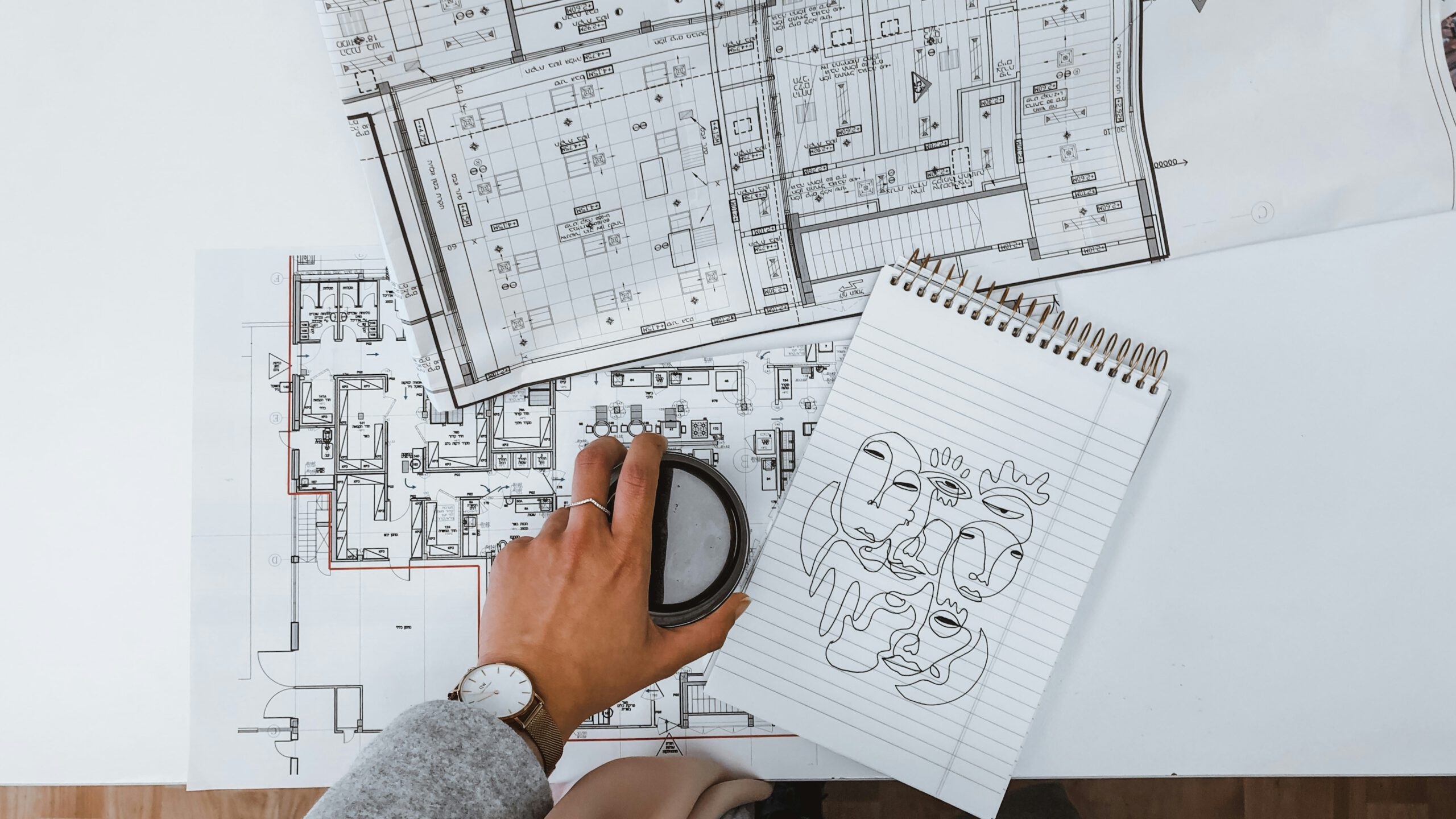 Building project plan blueprint of a modern house